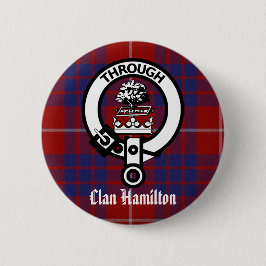 Chapa Redonda De 5 Cm Clan Hamilton Escudo & Tartan