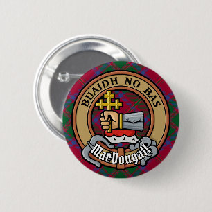 Chapa Redonda De 5 Cm Clan MacDougall Escudo sobre Tartán