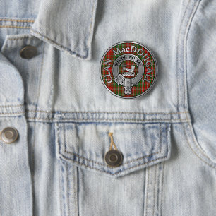 Chapa Redonda De 5 Cm Clan MacDougall Escudo y Tartán