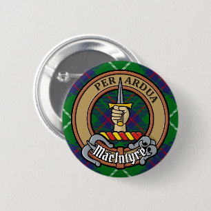 Chapa Redonda De 5 Cm Clan MacIntyre Escudo sobre Tartán