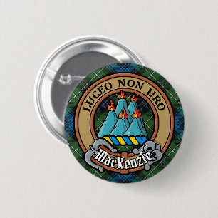 Chapa Redonda De 5 Cm Clan MacKenzie Escudo sobre Tartán