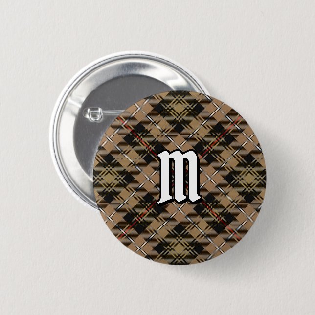 Chapa Redonda De 5 Cm Clan MacKenzie Hunting Brown Tartan Button (Anverso y reverso)