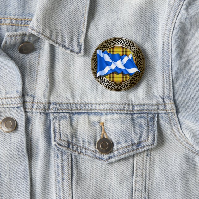 Chapa Redonda De 5 Cm Clan MacLeod Tartan Knot & Flag (In situ)