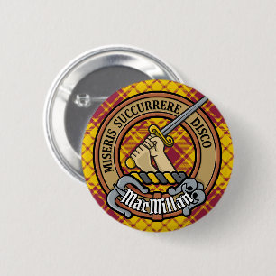 Chapa Redonda De 5 Cm Clan MacMillan Escudo por Vestir Tartán