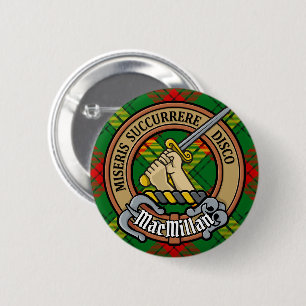 Chapa Redonda De 5 Cm Clan MacMillan Escudo sobre Tartán