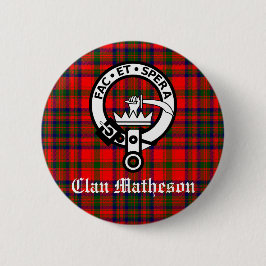Chapa Redonda De 5 Cm Clan Matheson Escudo Badge y Tartán