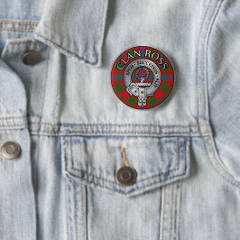 Chapa Redonda De 5 Cm Clan Ross Escudo y Tartan Knot
