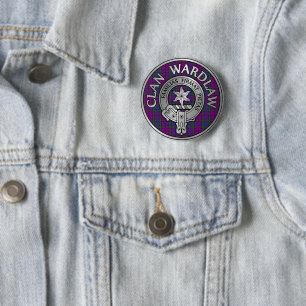 Chapa Redonda De 5 Cm Clan Wardlaw Escudo y Tartán