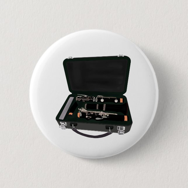 Chapa Redonda De 5 Cm Clarinet desmontado dentro de una maleta (Anverso)