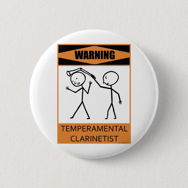 Chapa Redonda De 5 Cm Clarinetist temperamental amonestador (Anverso)