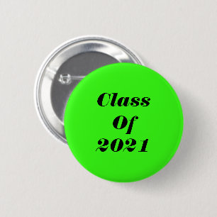 Chapa Redonda De 5 Cm Clase De 2021 Personalizado Neon Green Graduation 