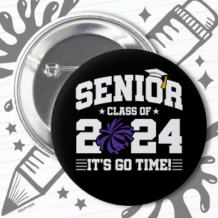 Chapa Redonda De 5 Cm Clase de 2024 CheerLeader Squad Cheer Senior 2024