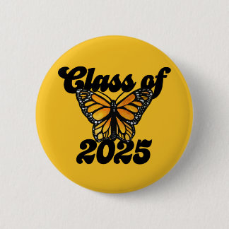 Chapa Redonda De 5 Cm Clase de 2025 Monarch Butterfly Naranja y Black