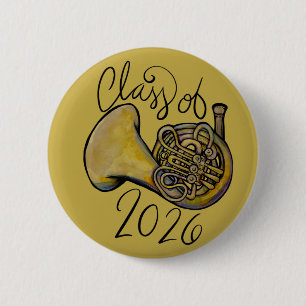 Chapa Redonda De 5 Cm Clase de 2026 Música de la clase de banda de corno