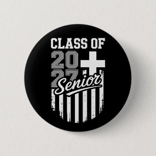 Chapa Redonda De 5 Cm Clase Superior De 2027 Bandera Americana Cristiana