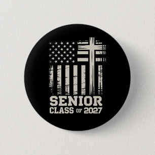 Chapa Redonda De 5 Cm Clase Superior De 2027 Bandera De EE. UU. Cruz Gra