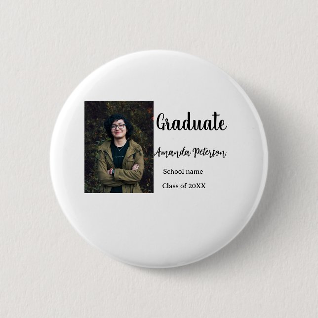 Chapa Redonda De 5 Cm Clásica graduación agregar nombre de foto clase de (Anverso)