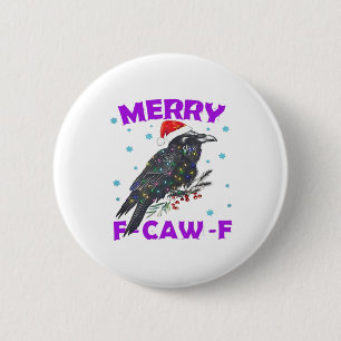 Chapa Redonda De 5 Cm Clásico Navideño de Cuervo Divertido Estilo Vintag