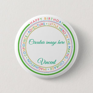 Chapa Redonda De 5 Cm Clásico Simple Cumpleaños Feliz Foto Personalizada