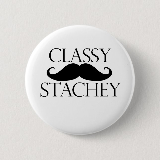 Chapa Redonda De 5 Cm Clásico Stache Mustache (Anverso)