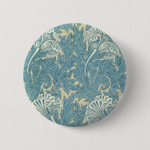 Chapa Redonda De 5 Cm Clásico Tulipán Azul Floral de William Morris
