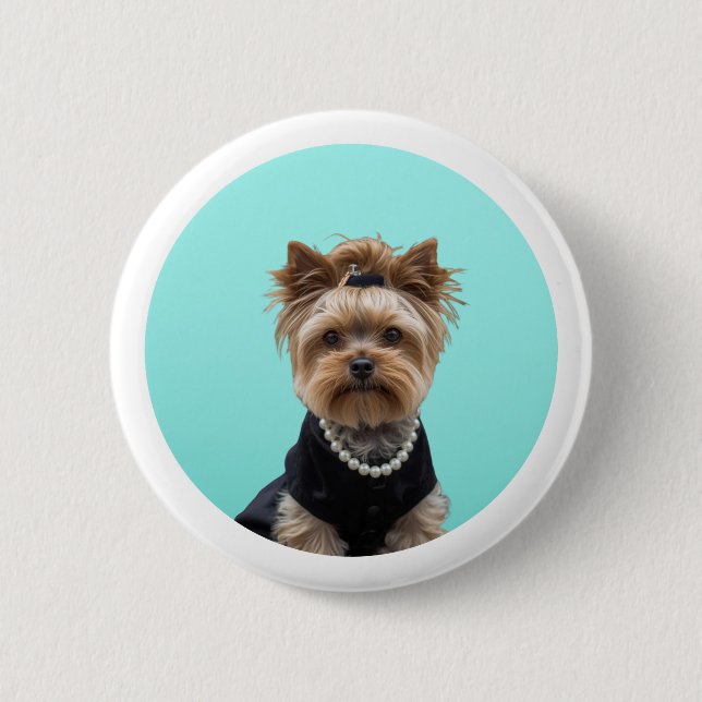 Chapa Redonda De 5 Cm Classic Breakfast Poster Yorkshire Terrier Yorkie (Anverso)