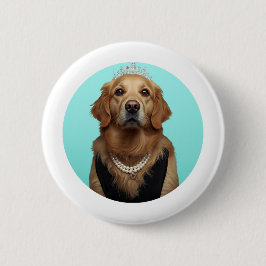 Chapa Redonda De 5 Cm Classic Chic Breakfast Poster Golden Retriever