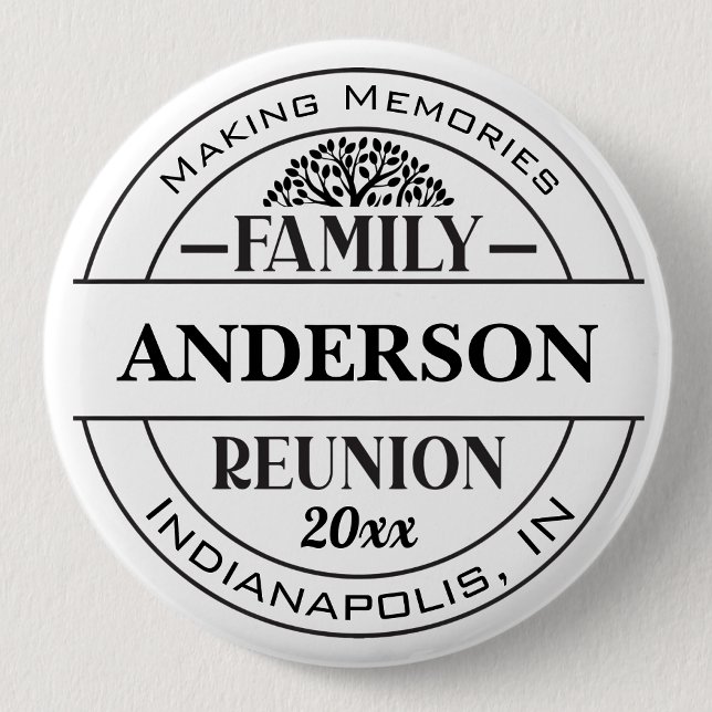 Chapa Redonda De 5 Cm Classic Family Reunion Button Custom Text Badge (Subido por el creador)