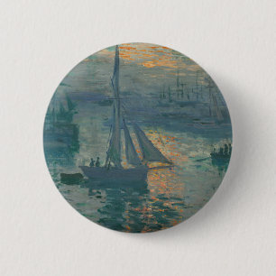 Chapa Redonda De 5 Cm Claude Monet Amanecer Marino Barco de Vela Impresi