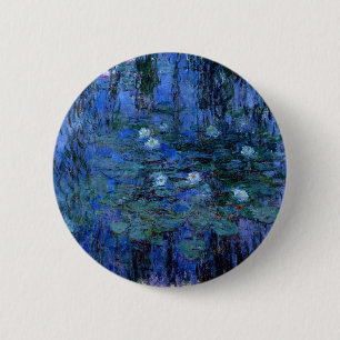 Chapa Redonda De 5 Cm Claude Monet Blue Water Lilies