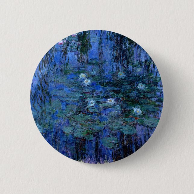 Chapa Redonda De 5 Cm Claude Monet Blue Water Lilies (Anverso)