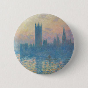 Chapa Redonda De 5 Cm Claude Monet Casas del Parlamento Atardecer