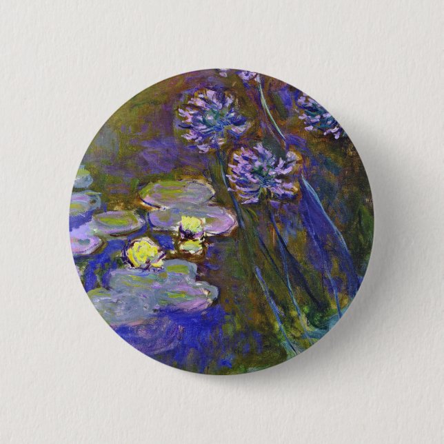 Chapa Redonda De 5 Cm Claude Monet Water Lilies Agapanthus (Anverso)