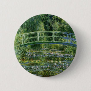 Chapa Redonda De 5 Cm Claude Monet Water Lilies y el puente japonés