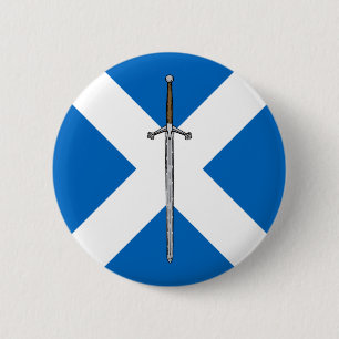 Chapa Redonda De 5 Cm Claymore y Saltire
