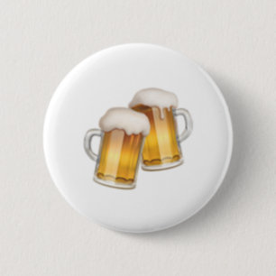 Chapa Redonda De 5 Cm Clinking Beer Mugs - Emoji