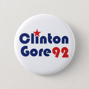 Chapa Redonda De 5 Cm Clinton Gore 92 Retro Demócrata