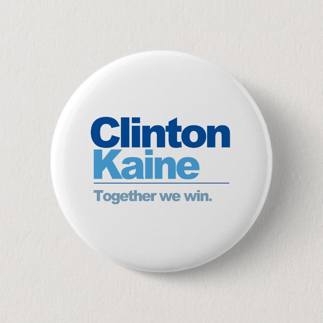 Chapa Redonda De 5 Cm Clinton Kaine - juntos ganamos (Anverso)