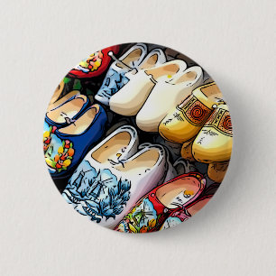 Chapa Redonda De 5 Cm Clogs, Amsterdam, Netherlands - Badge
