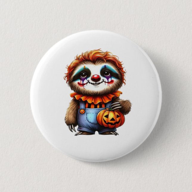 Chapa Redonda De 5 Cm Clown Sloth Halloween camiseta sobredimensionada (Anverso)