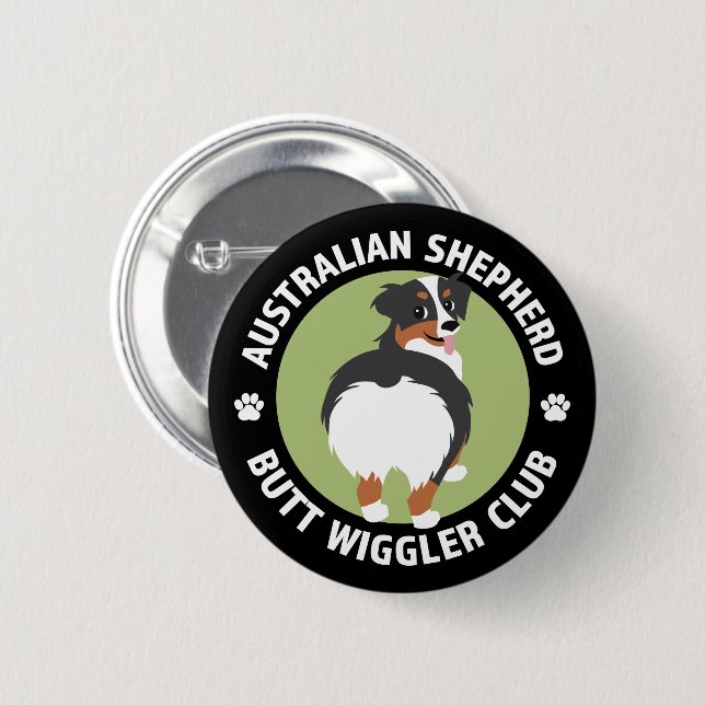 Chapa Redonda De 5 Cm Club Australiano Shepherd Butt Wiggler (Anverso y reverso)