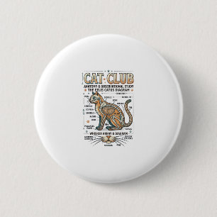 Chapa Redonda De 5 Cm Club de Gatos Anatomía de Gato Diagrama Científico