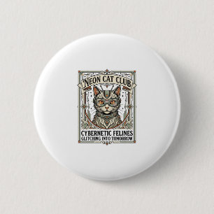 Chapa Redonda De 5 Cm Club de gatos neon gato ciberpunk arte vectorial v