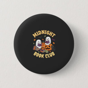 Chapa Redonda De 5 Cm Club de lectura de fantasmas con diseño de calabaz