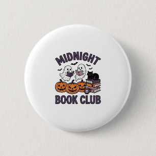 Chapa Redonda De 5 Cm Club de lectura de Halloween de Medianoche Diseño_