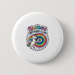 Chapa Redonda De 5 Cm Club de Registros de Arcoíris de Unicornio Fondo B