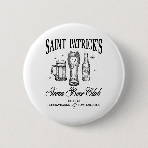 Chapa Redonda De 5 Cm Club Social del Día de San Patricio Cerveza Verde