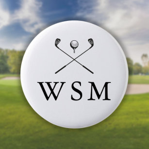 Chapa Redonda De 5 Cm Clubes de golf monogramas personalizados
