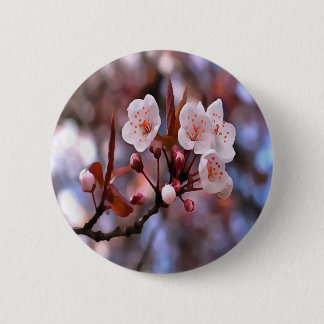 Chapa Redonda De 5 Cm Clúster con flores de cerezo con rosa y azul