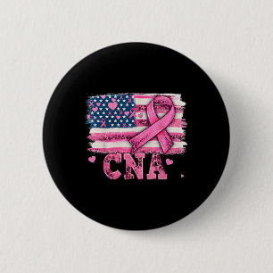 Chapa Redonda De 5 Cm Cna Enfermera Bandera Americana Cinta Rosa Cáncer